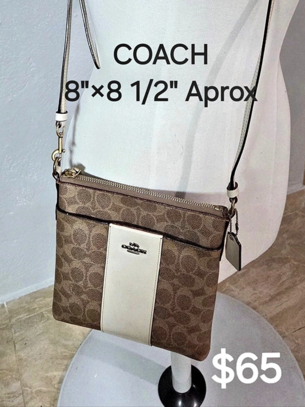 Coach Signature Stripe File Crossbody Bag Signature Canvas Crossbody in Brown &